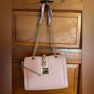 Vegan Leather Badgley Mischka handbag pink gold hardware